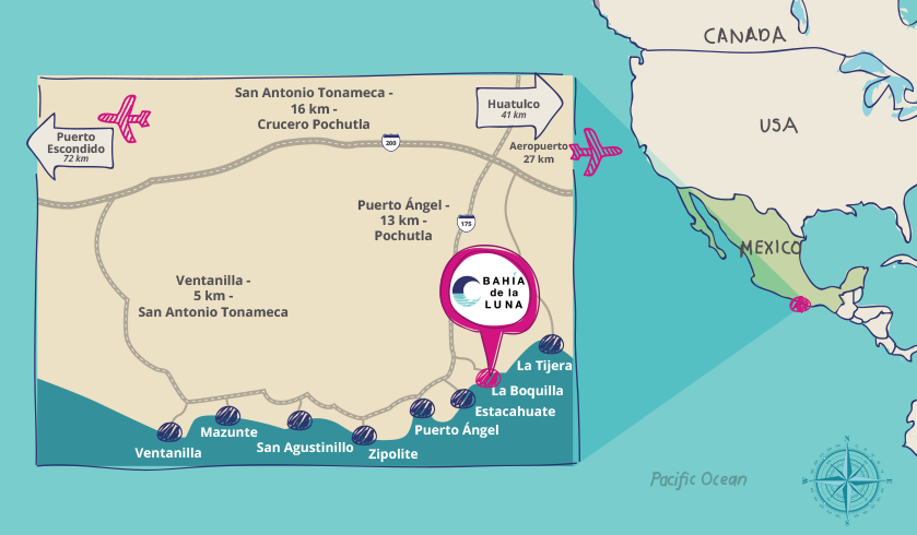 Mapa Oaxaca Costa Chica Huatulco